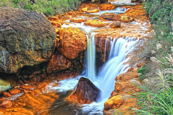 Картинка природа водопады камни уступ водопад река