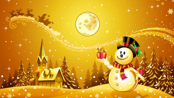 Картинка праздничные векторная+графика+ новый+год дом снеговик