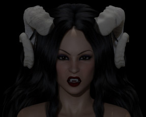 Картинка 3д+графика существа+ creatures вампир рога лицо