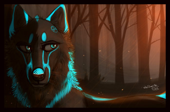 Картинка рисованное животные +волки взгляд лес волк