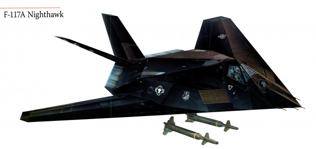 Обои картинки фото авиация, 3д, рисованые, v-graphic, бомбардировщик, истребитель, f-117, a