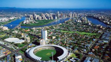 обоя города, брисбен , австралия, панорама, стадион
