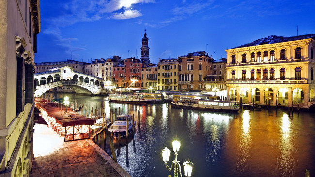 Обои картинки фото города, венеция , италия, rialto, bridge, the, grand, canal