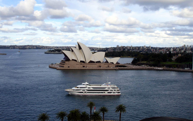Обои картинки фото города, сидней , австралия, опера, теплоход