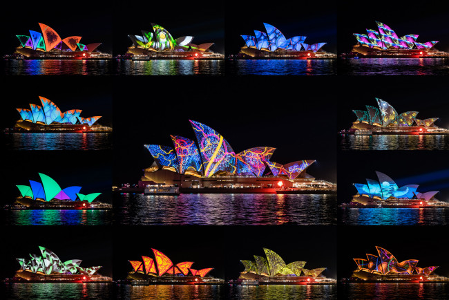 Обои картинки фото sydney opera house collage, города, сидней , австралия, коллаж