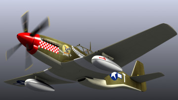 Картинка авиация 3д рисованые v-graphic blender 3d p51b model mustang