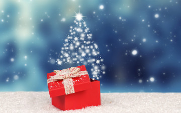 Картинка праздничные подарки+и+коробочки подарок зима новый год снег фон