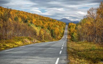 Картинка природа дороги горы дорога norway осень senja