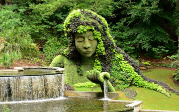 Картинка природа парк фонтан цветочная композиция