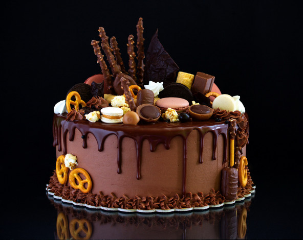 Обои картинки фото еда, торты, глазурь, торт, макаруны, шоколадный