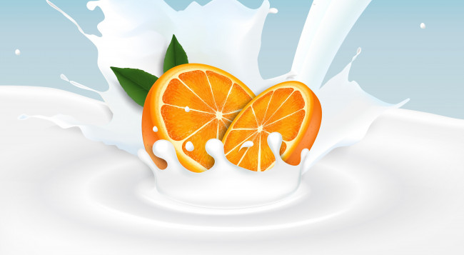 Обои картинки фото векторная графика, еда , food, молоко, цитрус, апельсин, фон