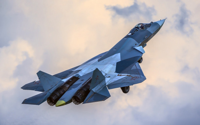 Обои картинки фото авиация, боевые самолёты, пак, фа, т-50, истребитель, многофункциональный, су-57, россия