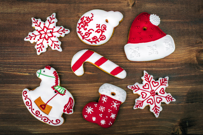 Обои картинки фото праздничные, угощения, christmas, выпечка, cookies, новый, год, печенье, глазурь, winter