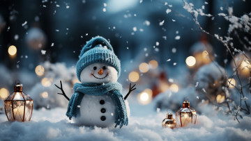 Картинка праздничные снеговики новый год