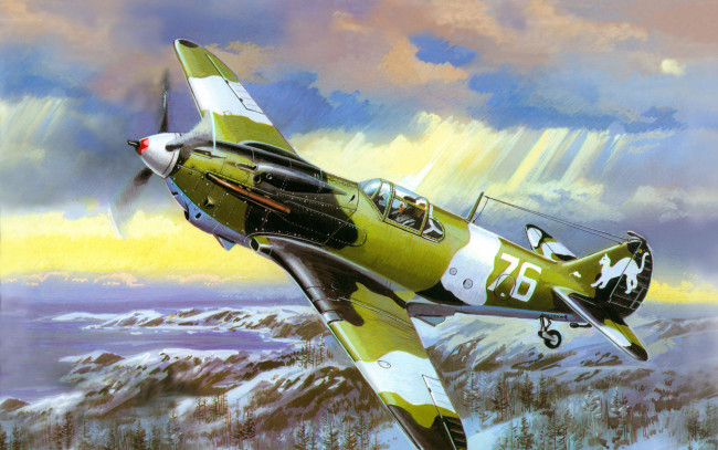 Обои картинки фото авиация, 3д, рисованые, v-graphic, самолёт, великая, отечественная, война, лагг-3