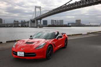 обоя автомобили, corvette, coupe, chevrolet, stingray, красный, 2013г, с7, jp-spec