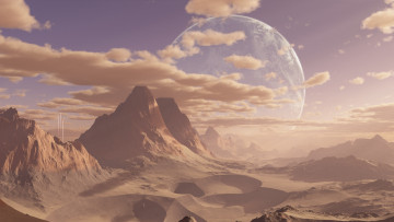Картинка 3д+графика атмосфера настроение+ atmosphere+ +mood+ горы облака планета