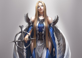Картинка фэнтези ангелы взгляд ангел крылья арт девушка фэнтази