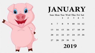 Картинка календари рисованные +векторная+графика поросенок свинья жест