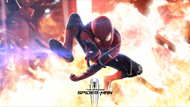 Обои картинки фото кино фильмы, the amazing spider-man, мужчина, фон, униформа, огонь