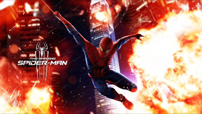 Обои картинки фото кино фильмы, the amazing spider-man, мужчина, фон, униформа, огонь