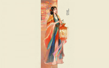 Картинка рисованное люди девушка фонарь