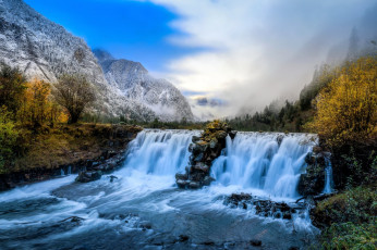 Картинка природа водопады скалы берег водопад