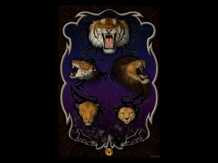 Картинка project felin рисованные животные тигр лев ягуар леопард гепард