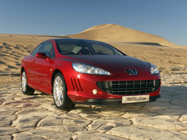 Обои картинки фото автомобили, peugeot, красный, 2005, concept, prologue, 407