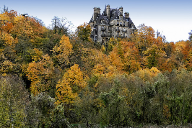 Обои картинки фото города, - дворцы,  замки,  крепости, осень, лес, замок