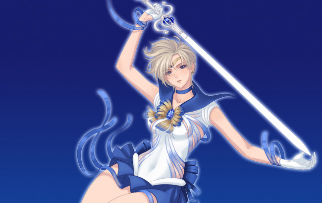 Обои картинки фото аниме, sailor moon, tenou, haruka, меч, девушка