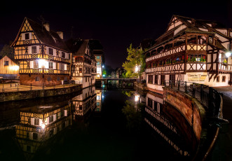 Картинка города страсбург+ франция дома канал огни вечер