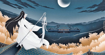 Картинка аниме mo+dao+zu+shi лань ванцзи крыша маска
