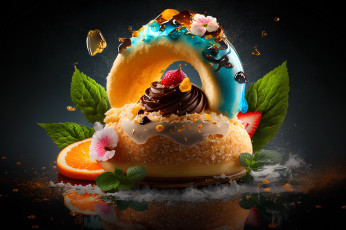 Картинка 3д+графика еда- food пончики