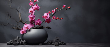 Картинка 3д+графика цветы+ flowers розовые орхидеи экзотика