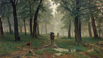 Картинка дождь дубовом лесу рисованные иван шишкин лес