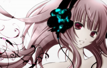 Картинка аниме headphones instrumental длинные волосы наушники музыка девушка