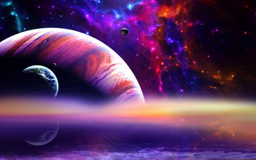 Картинка космос арт планеты звезды пространство краски