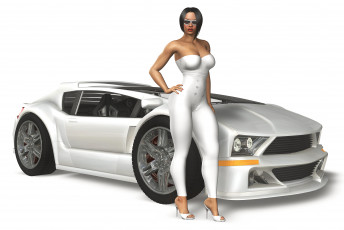 Картинка автомобили 3d+car&girl автомобиль девушка
