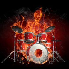 Картинка 3д графика horror ужас огонь скилет барабаны