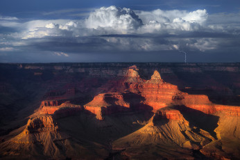 Картинка природа горы облака небо национальный парк гранд-каньон штат аризона сша молния пустыня скалы grand canyon