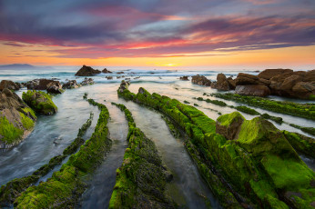 Картинка природа побережье выдержка камни скалы пляж облака небо осень баррика испания