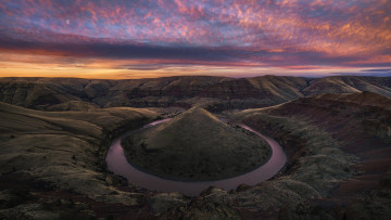Картинка природа реки озера сша каньон холмы скалы река утро вечер