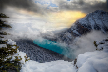 Картинка природа пейзажи туман река горы
