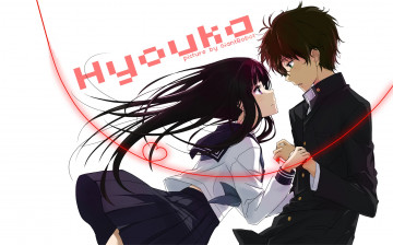 обоя аниме, hyouka, двое