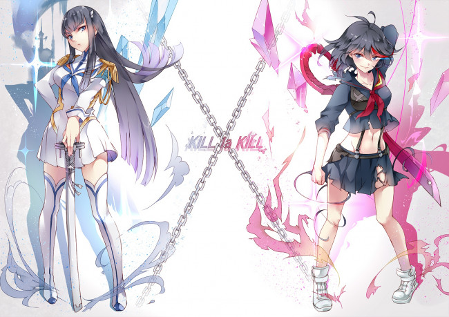 Обои картинки фото аниме, kill la kill, kill, la, satsuki, kiryuuin, ryuuko, matoi, девушки, anime, art
