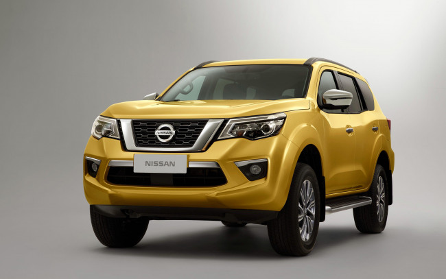 Обои картинки фото 2018 nissan terra, автомобили, nissan, datsun, 2018, studio, 4k, кроссовер, suv, yellow, японские, terra, cars, ниссан, желтый