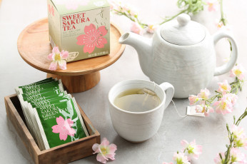 Картинка еда напитки +чай заварник чашка чай пакетики сакура