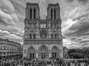 обоя собор, парижской, богоматери, города, париж, франция, готика, площадь