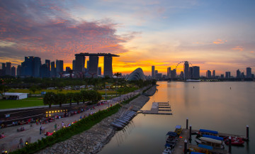 Картинка города сингапур закат